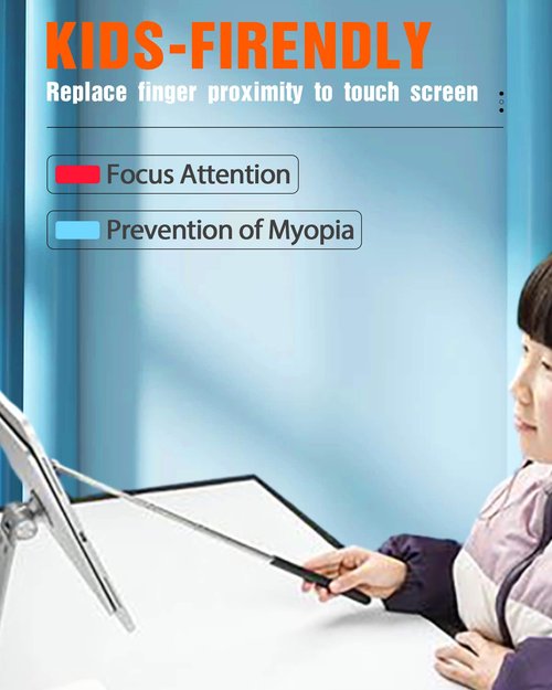 Oythiem Teacher Pointer Stick for Classroom Presentations - Telescopic Classroom Whiteboard Pointer for Teachers with A Lanyard & Touch screen nano head, Stainless steel hand pointer Extends to 39.4''