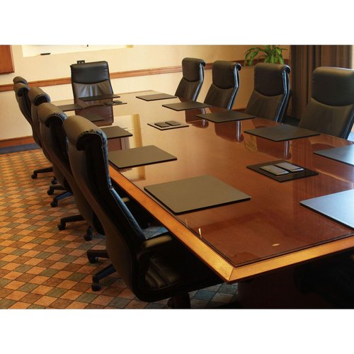 Dacasso Classic Black Leather 17" x 14" Luxury Conference Table Pad - Leather Desk Blotter for Writing - Boardroom Organization & Executive Desk Decor