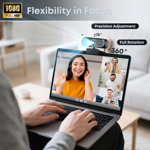 1080P HD Webcam - Noise-Cancelling Microphone & Privacy Cover | Wide-Angle Lens for Streaming