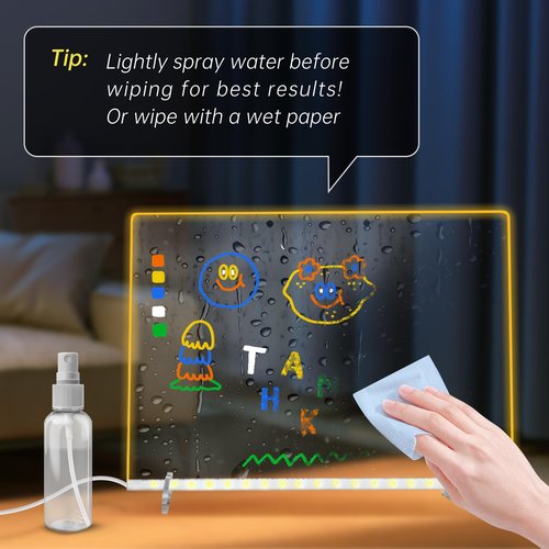 LED Note Board with 7 Colors, Includes Adapter, 13"x10" Led Drawing Board for Kids with Invisible Stand, Light Up Dry Erase Board with 7 Markers, Soft Cloth, Hanging Chain, Holiday Trend Gift