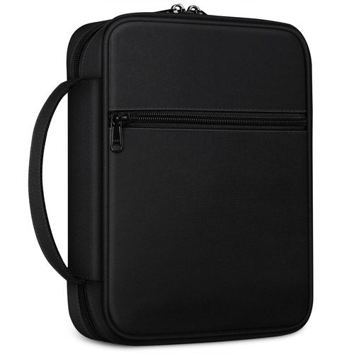 FINPAC Bible Cover, Carrying Book Case Church Bag Bible Protective with Handle and Zippered Pocket, Gift for Mother Lady Women Men, Black