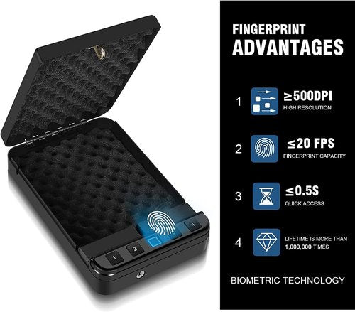 LANGGER V Gun Safe - Quick Access Handgun Lock Box for Home, Car & Travel | Secure Firearm Storage