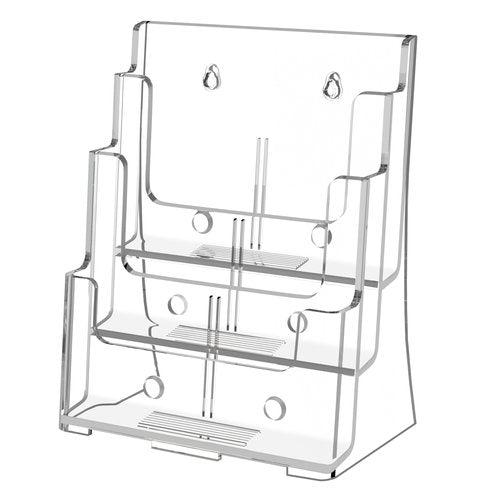 FUCDTEFC Acrylic Brochure Holder 8.5x11, Clear 3 Tier Magazine Holder Brochure Display Stand With Removable Divider for 4 x9 Inch Literature Pamphlet Flyer Holder for Wall Mount or Countertop