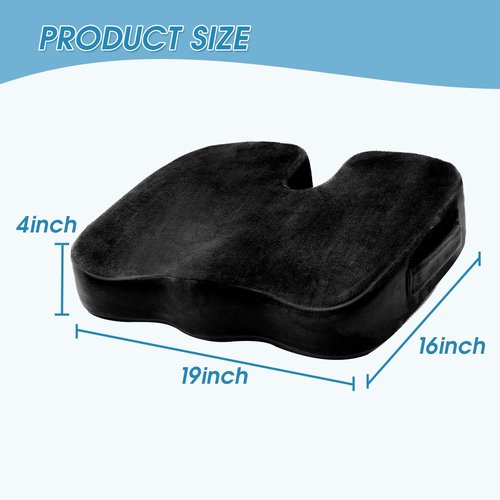 NAJOFAN 4-Inch Thick Firm Memory Foam Seat Cushion for Tailbone, Hip & Sciatica Pain Relief, Ideal for Office & Car, with Extra Mesh Cover, Easy to Clean, Perfect for Seniors