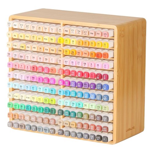 walowalo Marker Organizer Hold 176 Markers Birthday Gifts Bamboo Pen Holder Art Supply Pencil Storage Organizer with 22 Compartments All-in-One Marker Storage for Home Office Desk Classroom