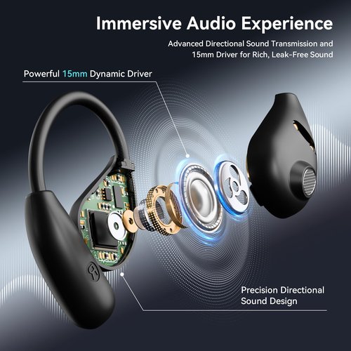 Fervidus AI Language Translation Earbuds, LCD Touch Screen OWS Real-Time Translator for 144 Languages, Headphones Translation Device Ideal for Travel Business Learning