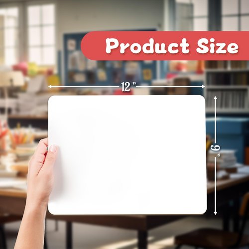 White Board Dry Erase Boards Classroom Pack Mini White Boards 9" x12” Double Sided Personal Whiteboards for Students Teachers School Supplies Lapboards (Set of 12 Boards & Erasers & Pens)