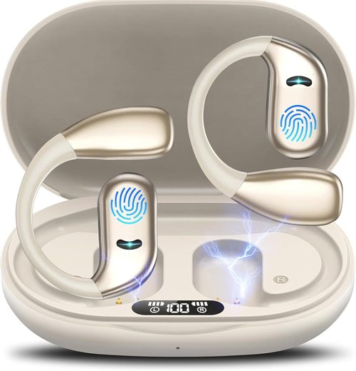 Merryking AI Language Translation Earbuds - Real-Time Translator for 169 Languages | HD Sound & Long Battery Life, Beige