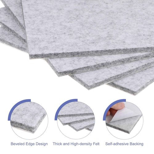 PATIKIL Felt Bulletin Board 12"x12" 6 Packs Self Adhesive Square Felt Tiles for Sound Proofing Wall Panels with 30 Push Pins for Home Office Recording Studio, Game Room, Gray