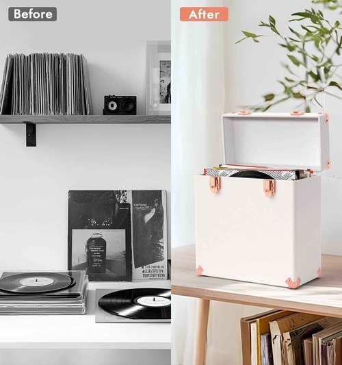 Vinyl Storage and Carrying Case - Waterproof LP Caddy, Dustproof Portable Organizer, Collector's Showcase - Holds 50 7-12 Inch Records - Ideal for Theater Rooms and Rare Collections