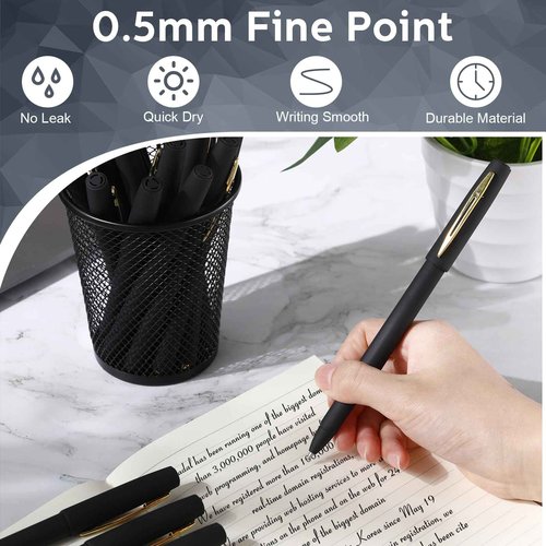Outus 150 Pcs Black Gel Ink Pens Rollerball Pens Bulk 0.5mm Black Pen Bulk Ultra Fine Point Roller Ball Pens Gel Pens for Office, School, Writing, Taking Notes, Sketching