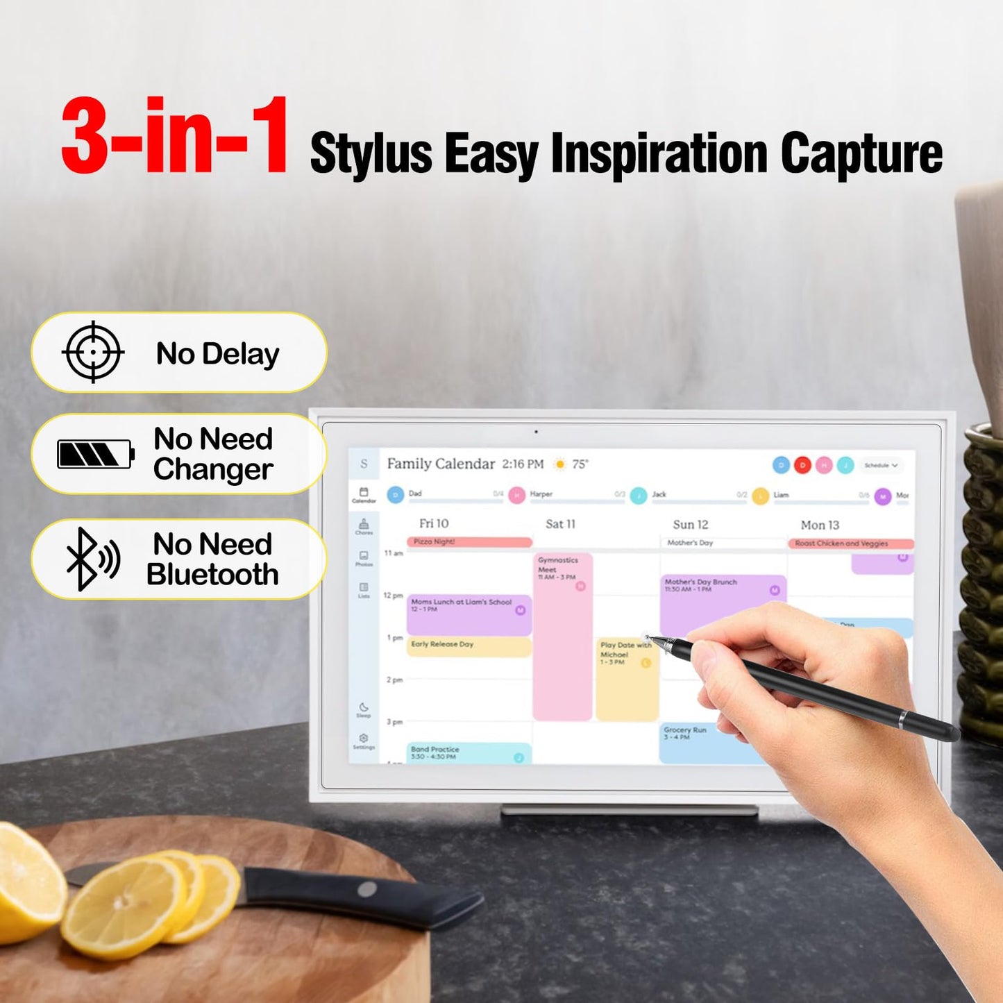 Screen Protector & Stylus Pen Compatible With 15 inch Digital Calendar, Must Have Accessory Kit for Electronic Calendar 15 inch, 2 Pack Screen Protector & 3-in-1 Stylus Pen for Digital Calendar