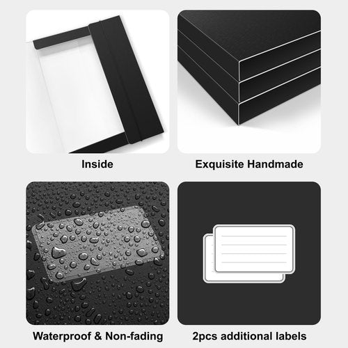 JiaWei File Folders, 12 Packs of Black File cases with Lable, 0.5×9×12.5 inches Black Folders for Office and School.