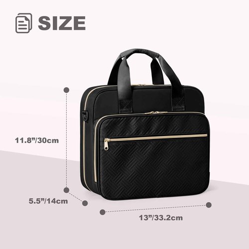 Prokva 3 Ring Zipper Binder 2 Inch, Accordion File Organizer with Shoulder Strap, Zip Up Binder with 500-Sheet Capacity, Black