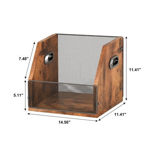 Homeiju 2 Pack Vinyl Storage, Record Crates, Metal & Wooden LP Crate