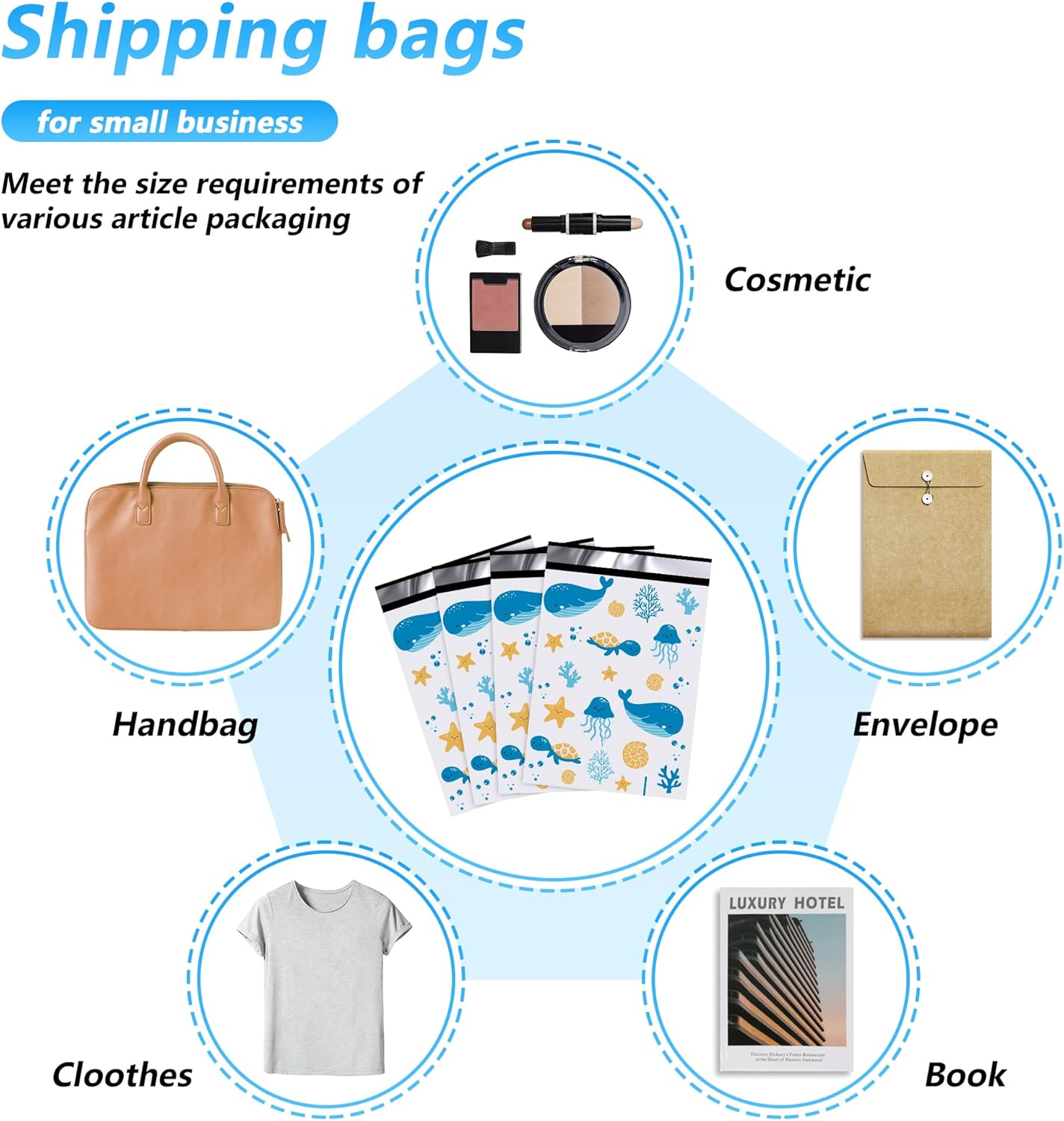Thank You Poly Mailer - 10x13 Inch Waterproof & Tear-Resistant Shipping Bags | 100 Pcs Self-Seal for Small Business - Ocean