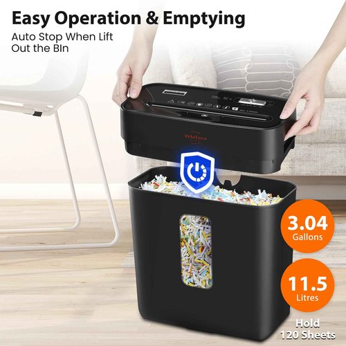 Paper Shredder for Home Use,VidaTeco 6-Sheet Cross-Cut Shredder,Also Shred Card/Clip/Staple,P-4 Higher Security,Small Document Shredder for Office,Paper Shredder Heavy Duty with Jam Proof,3.04-Gal Bin
