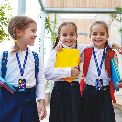 8 Set PVC Hall Pass Lanyards Outer Space Unbreakable Hall School Passes Teacher Supplies for Classroom Elementary Middle School Bathroom Library Office Nurse