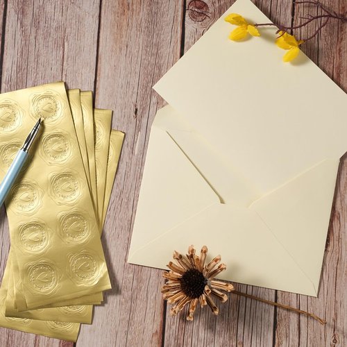Skiennix A7 Colorful Envelopes - 50 Pack with Blank Heavy Cardstock & Gold Stickers | Perfect for Invitations, Weddings, Birthdays
