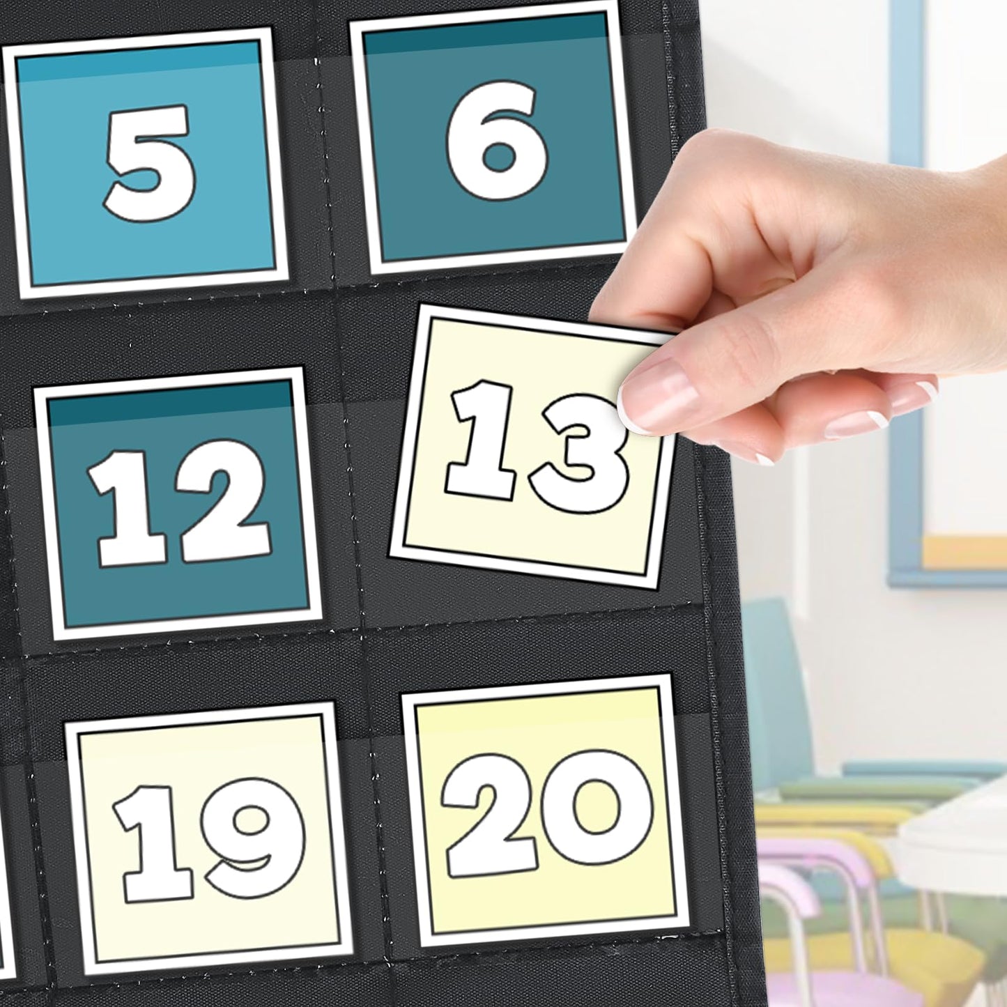 EAMAY Classroom Monthly Calendar Pocket Chart for 2.75 * 2.75 Cards,Homeschool Supplies and Classroom Must Haves! Only Chart(Black)