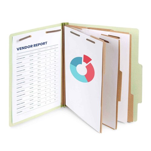 Blue Summit Supplies Green/Gray Classification Folders, Letter Size, 3 Dividers, with 2 Inch Tyvek Expansions, Classification Folders, 10 Pack