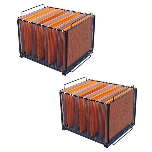 YOYOSEDA 2 Pack Metal Hanging File Organizer & Stackable File Crate – Optimize Your Filing Systems
