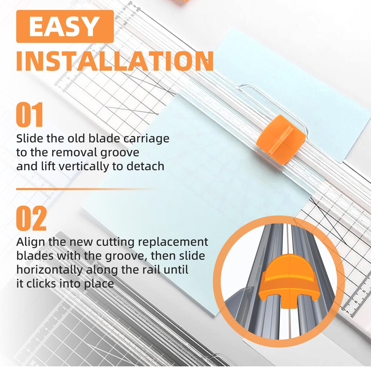 157400-1001 Paper Cutter Blades Replacement for Fiskars Paper Trimmer TripleTrack High Profile Blades, Portable Paper Cutter Style I Blade 1968701005 for Cutting and Scoring- 2 Pack