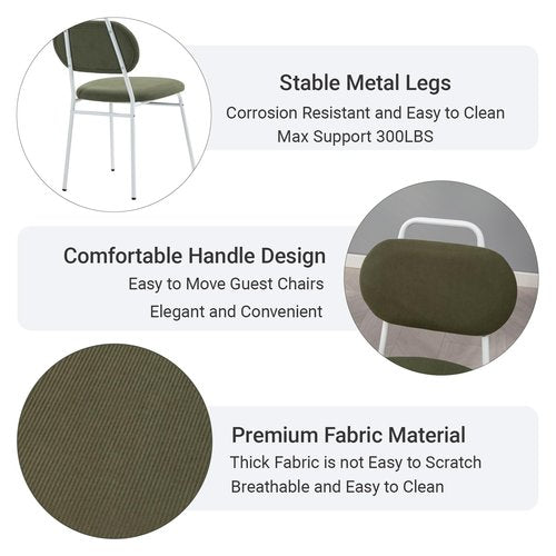 Sidanli Waiting Room Chairs, Armless Chairs Set of 4 with Thick Padded and Back Support for Office Conference School, Green