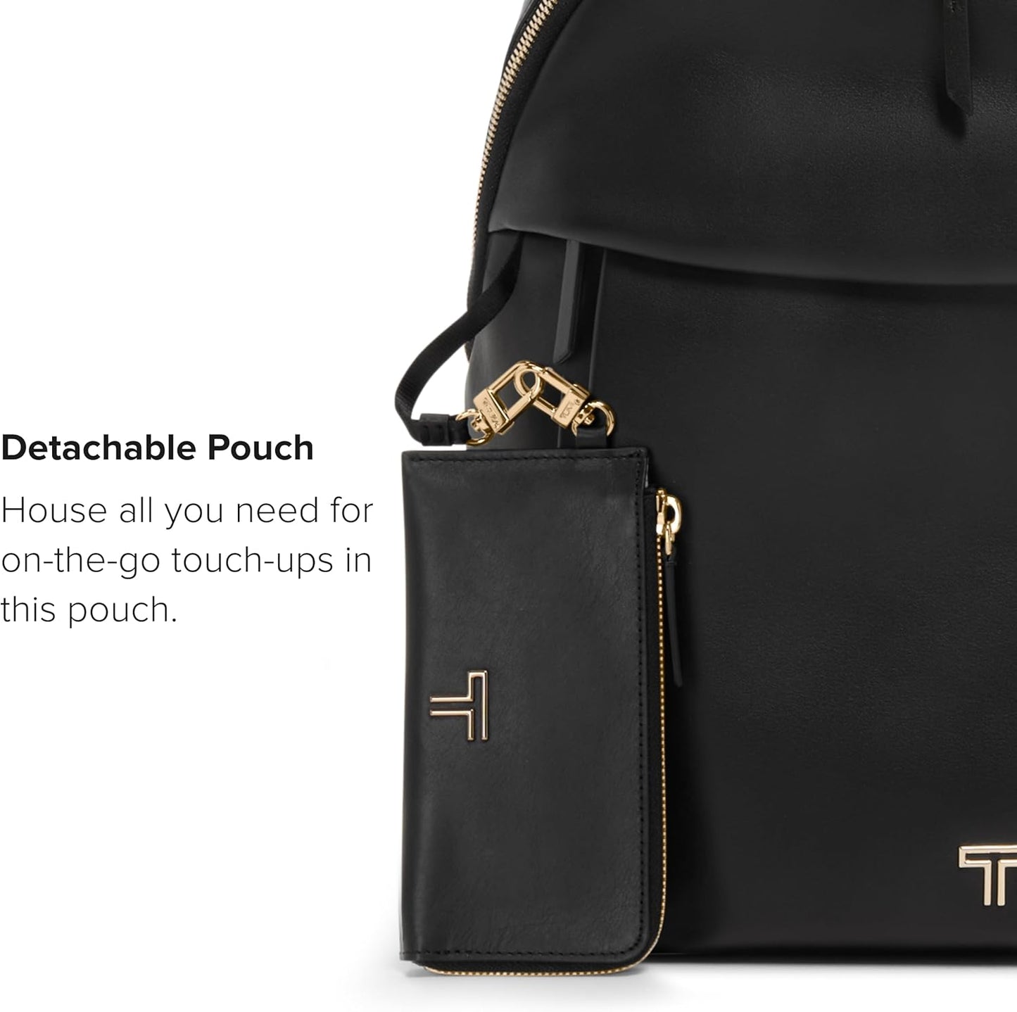TUMI - Voyageur Holland Backpack - Women's Leather Travel Bag - Fits Up to 14" Laptop - Black with Gold Hardware