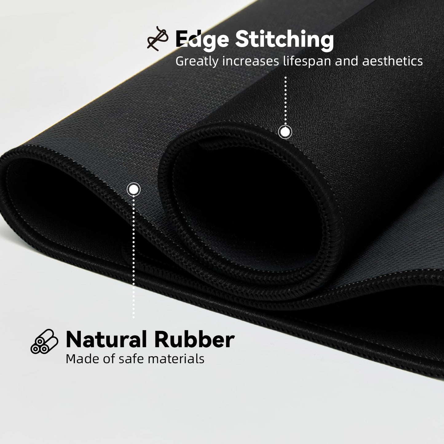 Reniteco Large Gaming Mouse Pad with Durable Stitched Edges, Non-Slip Rubber Base, Big Computer Keyboard Mouse Mat Desk Pad for Home Office Gaming Work, 31.5"x11.8"x0.08", Black