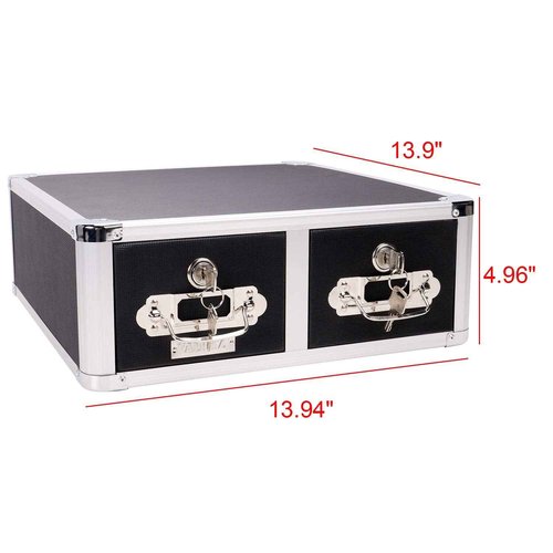 Vaultz Locking 3 x 5 Index Card Cabinet, Double Drawer, Black (VZ01393)