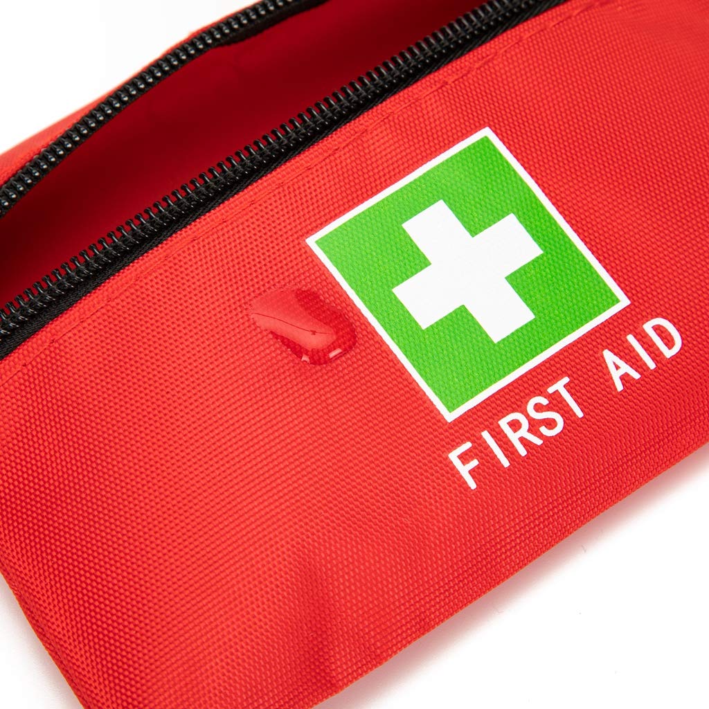 Jipemtra Red Emergency Pouch - Small Travel First Aid Bag for Car, Home, Office & Outdoors (8.3x5.5)