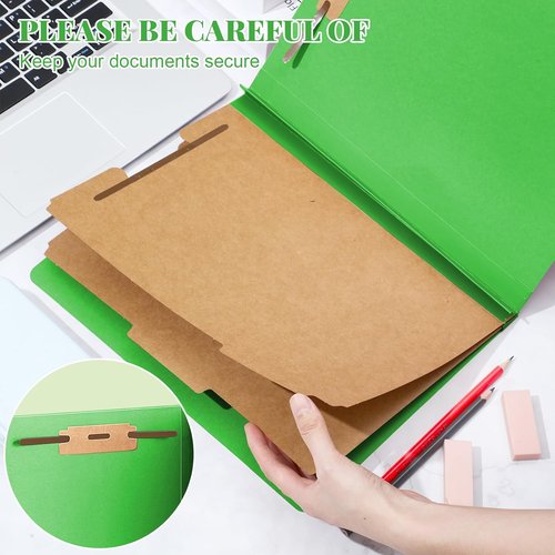AmazingSpark 72 Pcs Classification Folders - Heavy Duty Pressboard File Organizer | Green, Letter Size with 2 Dividers