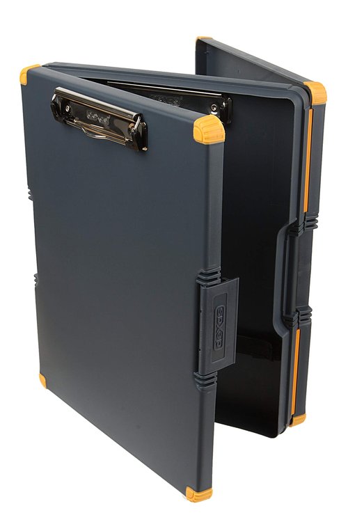 Dexas Duo Clipcase, Double Sided Clipboard Design, Portable Clipboards 13”x10” Gray/Orange, Combine Style and Functionality Office Supplies for Nursing, School, Work, Trades, Home Office