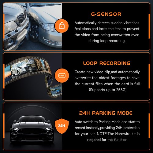Dash Cam, 2.5K Dash Camera for Cars, V200 WiFi Dash Cam Front, Wireless Dashcam with App, WDR Night Vision, G-Sensor Dashcams for Cars, 24H Parking Mode, Loop Recording, Support 256GB Max