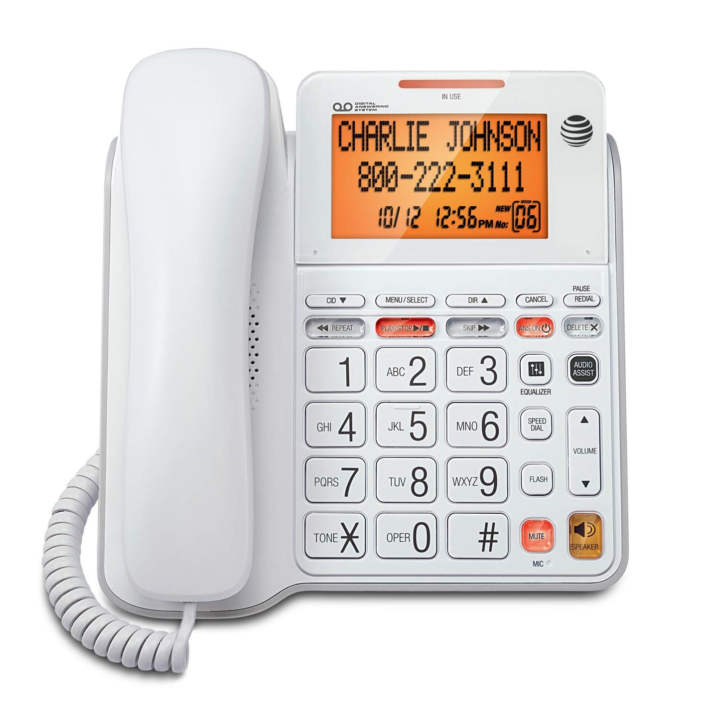 AT&T CL4940 Corded Phone with Digital Answering System, Caller ID, Large Tilt Display