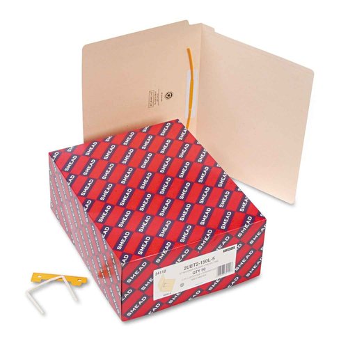 Smead End Tab Fastener File Folder, Shelf-Master® Reinforced Straight-Cut Tab, 1 U-Clip Fastener, Letter Size, Manila, 50 per Box (34112)