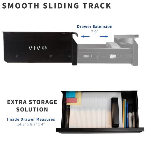 VIVO 16 inch Under Desk Slide Out Drawer Without Shell, Home Office Storage Organizer, Black, DESK-AC03A-B