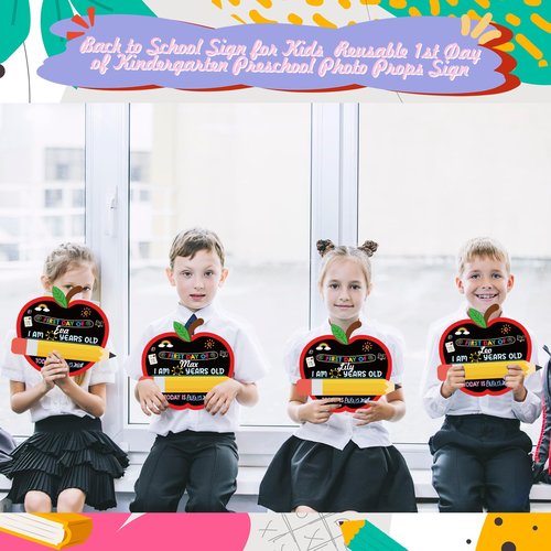 Feifeiya 4 Pack First and Last Day of School Chalkboard Double Sided Back to School Sign Preschool Kindergarten Chalkboard Sign Reusable Board for Photo Prop Supplies(10"x10")