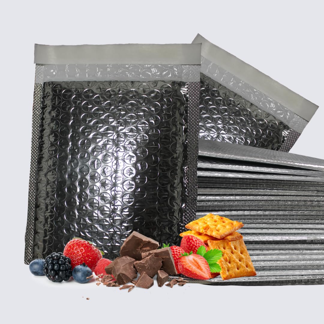 25-Pack IIP Texas Insulated Bubble Mailers, Thermal Radiant Barrier, Waterproof Self-Seal Shipping Bags, Metallic Silver, Multiple Sizes (11" x 15" / 25 Count)