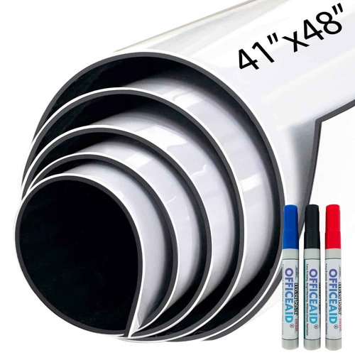 Flexible Large Dry Erase White Board Roll, 41x48 Inch Jumbo Sticky Blank Laminated Whiteboard Paper, Big Erasable Adhesive Wall Poster Sheet for Office,Classroom