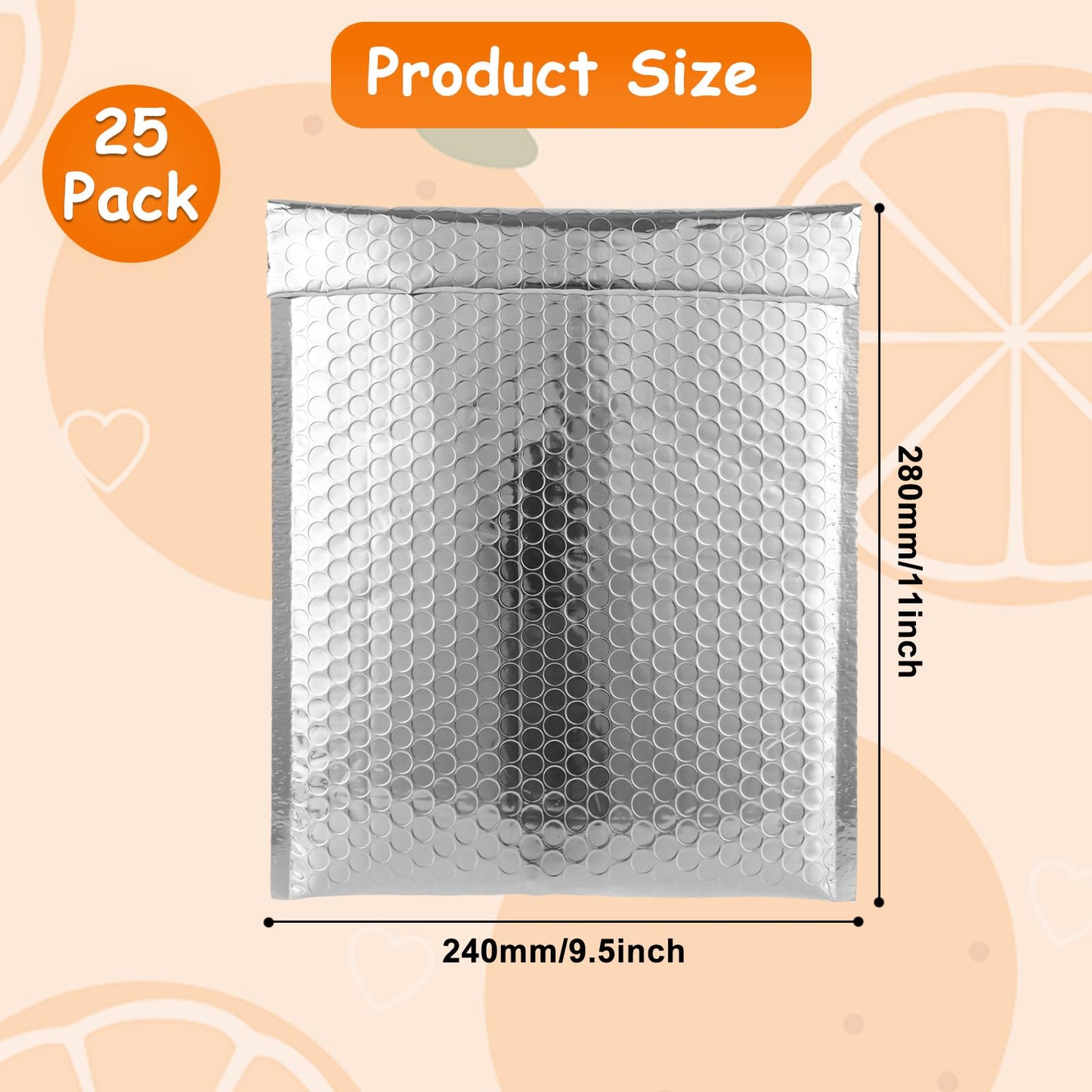 MUXHEL 25Pcs Thermal Bubble Mailer 9.5" x 11", Waterproof Metallic Foil Mailing Envelopes, Self-adhesive Insulated Shipping Bags for Perishable food, Cosmetics, Pharmaceuticals