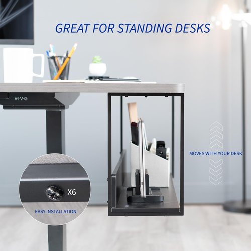 VIVO Under Desk 30 x 7 inch Storage Shelf, Office Accessory Holder for Supplies, Gaming Devices, and More, Workstation Organizer, Black, DESK-SHELF30-UB