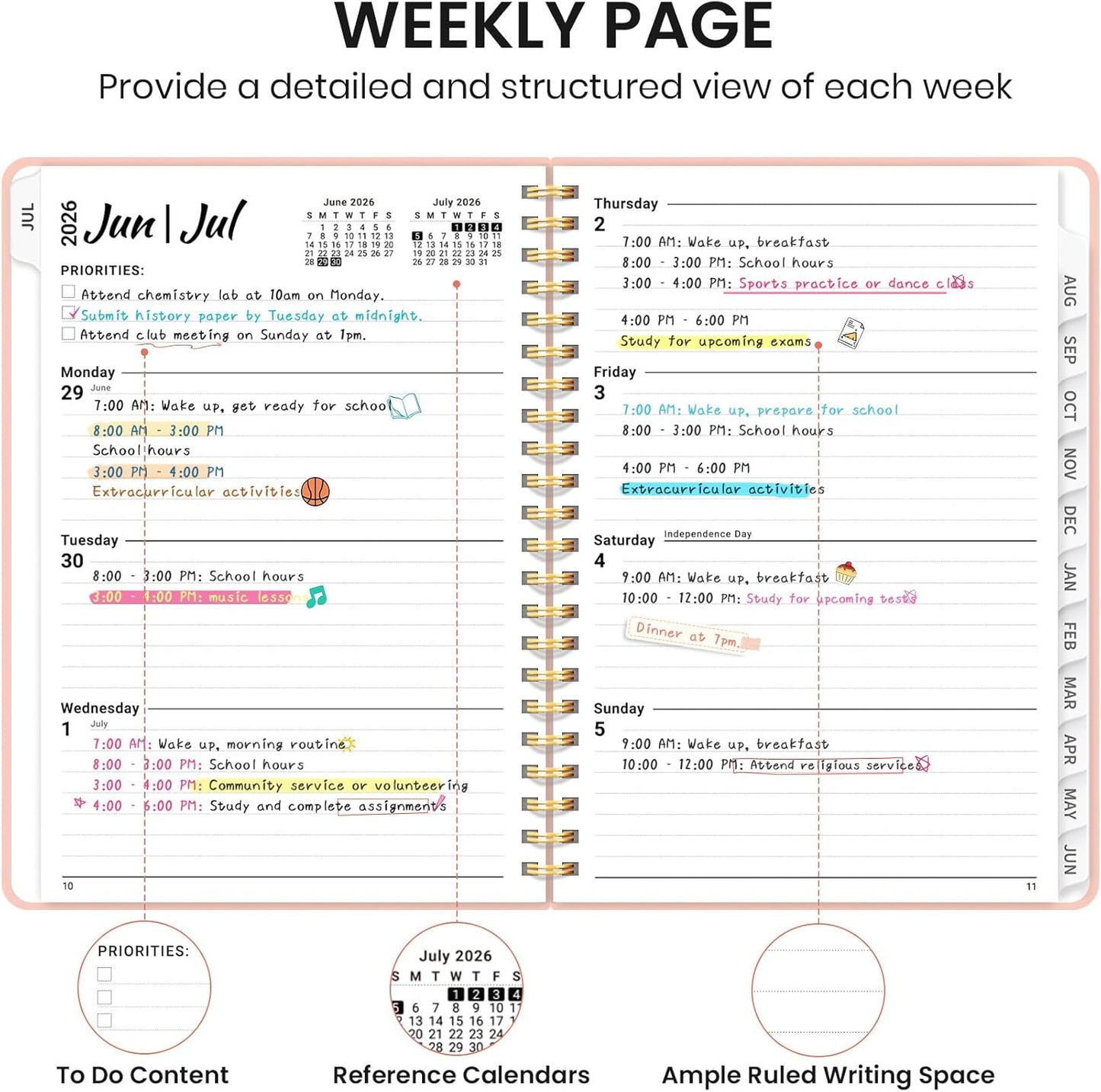 Skiennix Monthly Planner | 2026-2027 Academic Planner for Effective Organization
