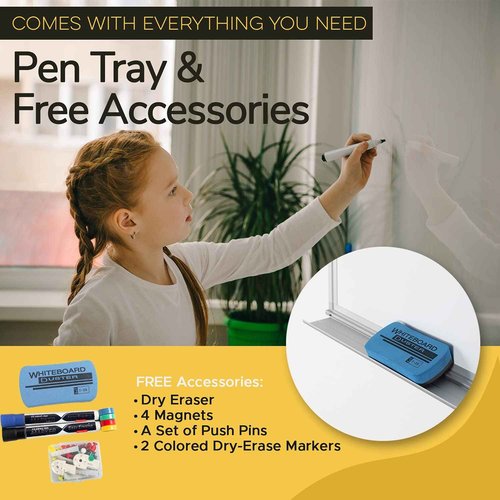 White Board and Cork Board Combo (36x48) Vision Board for 2025 - Half Bulletin Corkboard with Dry Erase Whiteboard Combination for Office or Home, Memo Board
