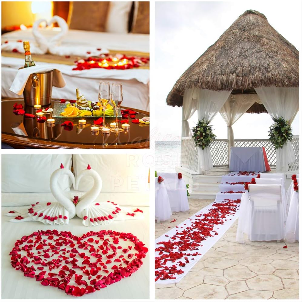 WAKISAKI Artificial Silk Rose Petals - Romantic Wedding Decor | 1,000 PCS Dark Red for Proposals & Anniversaries