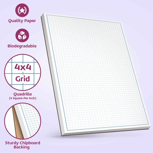Graph Paper Pad for Blueprint Drawings, Drafting, Engineering Drawing, and Planning - Graph Paper 11x17 Blueprint Quadrille Grid Paper Pads with Blue Lines, High Brightness 50 Sheets (5-Pack)