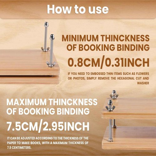 Zulmsuer Book Binding Kits, 7.9”x11.6 Bookbinding Kit Materials Supplies with Wooden Book Press Cover Board Bone Folder Awl Binding Strap for DIY