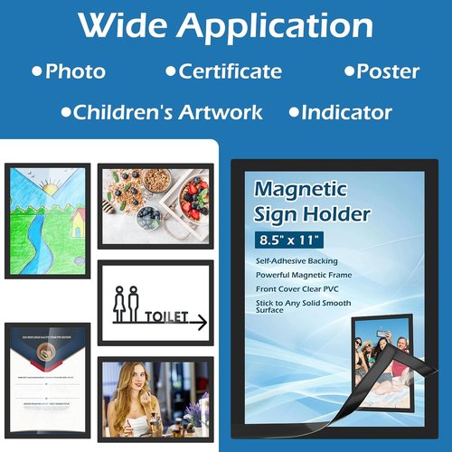 Magnetics 20-Pack Sign Holders - Self-Adhesive Magnetic Document Holders for Wall & Window Display | 8.5 x 11 Inches