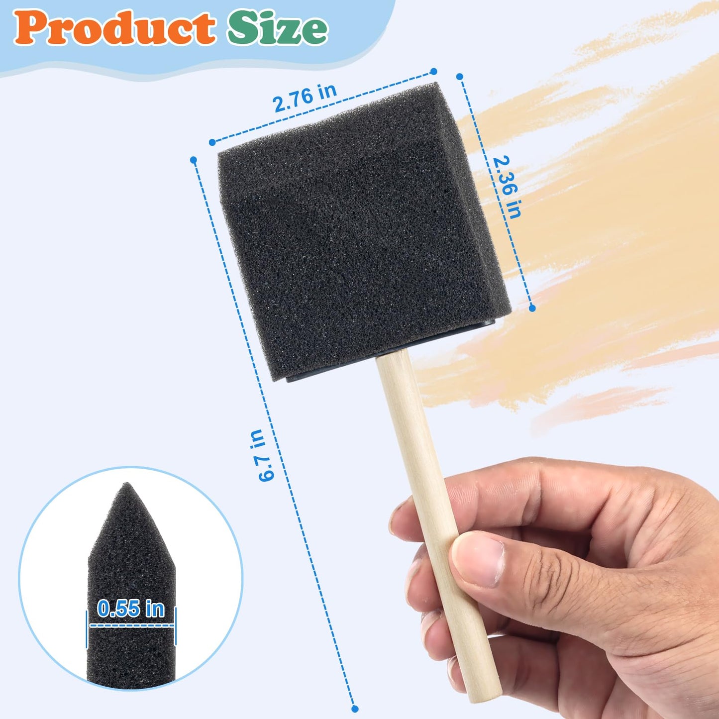 Clofiak 6 Pcs Foam Paint Brushes, 3 Inch Sponge Brushes
